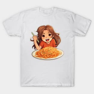 Cute Girl Eating Spaghetti T-Shirt